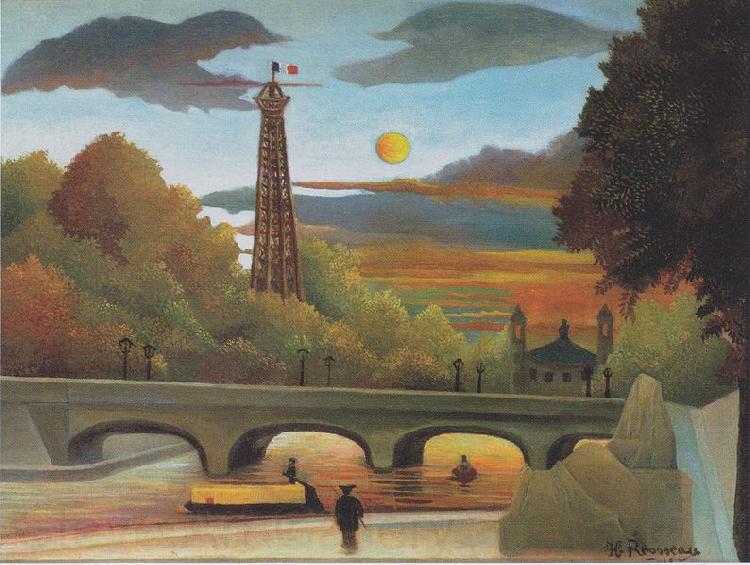 Henri Rousseau Seine and Eiffel-tower in the sunset Norge oil painting art